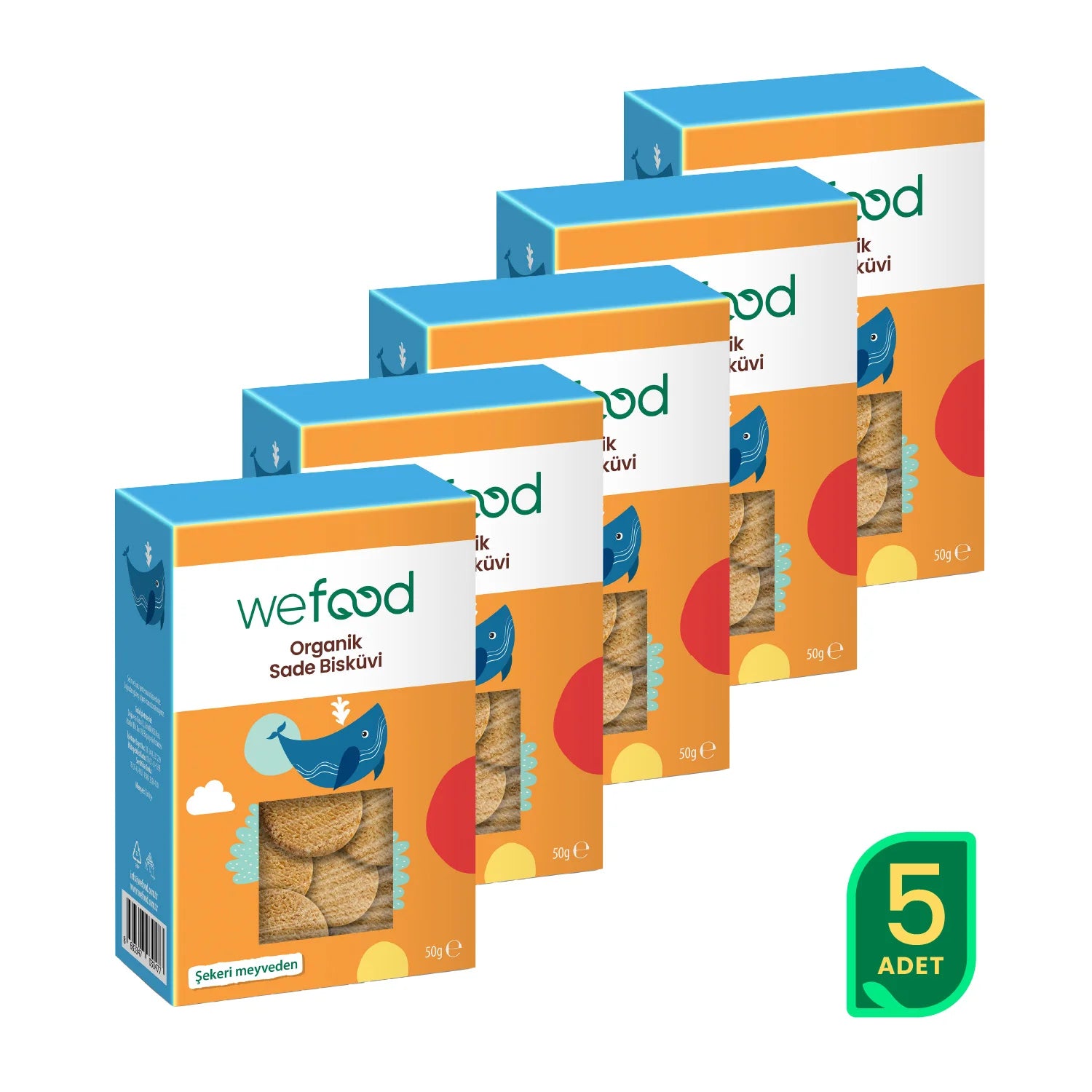 Wefood Kids Organik Sade Bisküvi 50 gr (Tereyağlı) 5'li